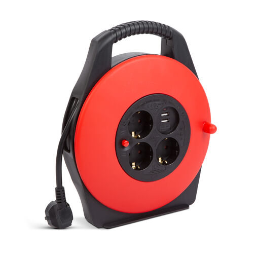 20239 • Kábeldob műanyag tartóval - 3 x 1,5 mm² - 2 x USB - 10 m