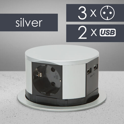 20433 • Elosztó - rejtett, 3-as + USB-A + Type-C