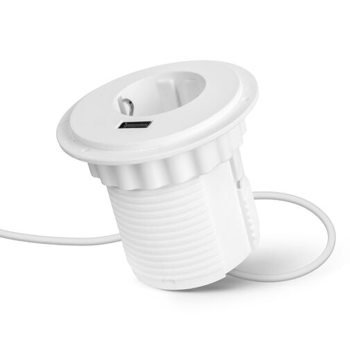 20461WH • Rejtett - beépíthető konnektor + USB - fehér