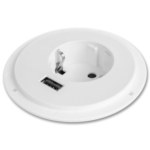 20461WH • Rejtett - beépíthető konnektor + USB - fehér