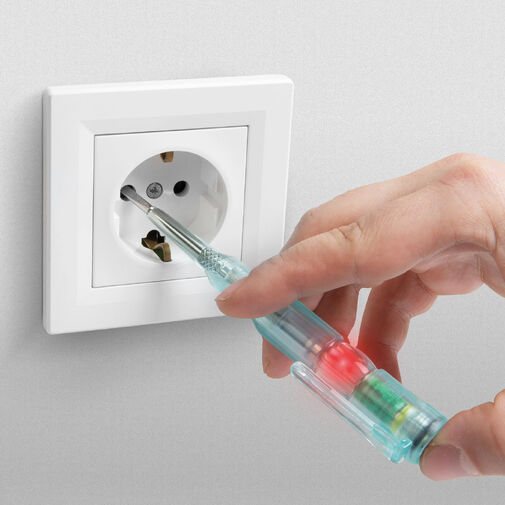 25821 • Fázisceruza - érintésmentes funkcióval - piros LED-del - 70 - 250 V AC - elemes