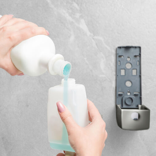 51119B • Szappanadagoló - kézzel működtethető - 350 ml - fali - ezüst