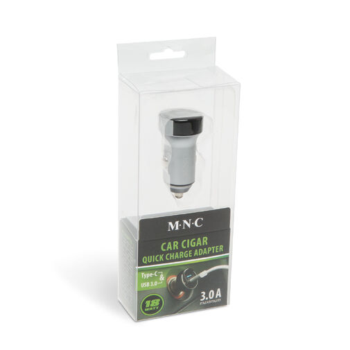 55025 • Autós szivargyújtó adapter Type-C PD és USB aljzattal, gyorstöltéssel - 18W