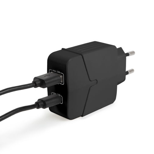 55044BK • Hálózati Adapter USB + Type-C PD18W gyorstöltéssel - fekete