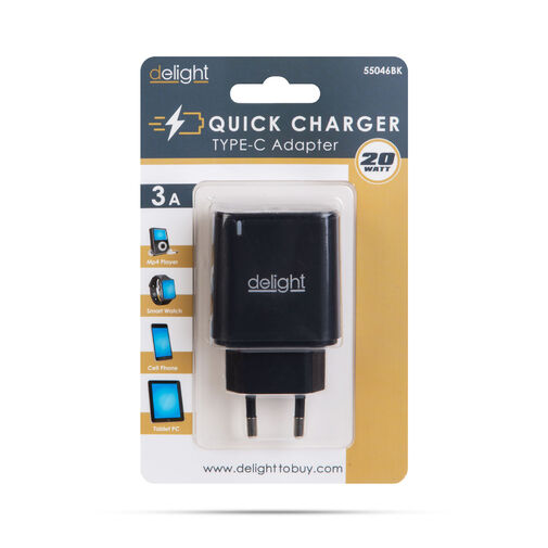 55046BK • Adapter - Type-C - gyorstöltő, PD20W - fekete
