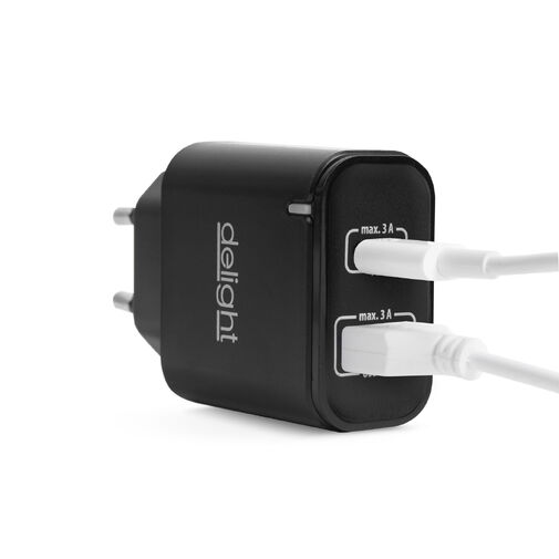 55047BK • Hálózati Adapter USB + Type-C PD20W gyorstöltéssel - fekete