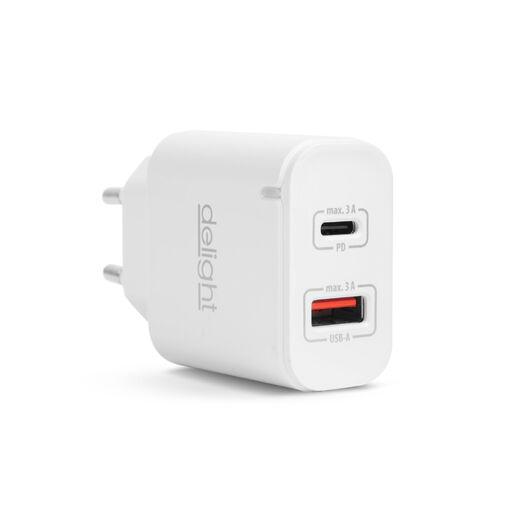55047WH • Hálózati Adapter USB + Type-C PD20W gyorstöltéssel - fehér
