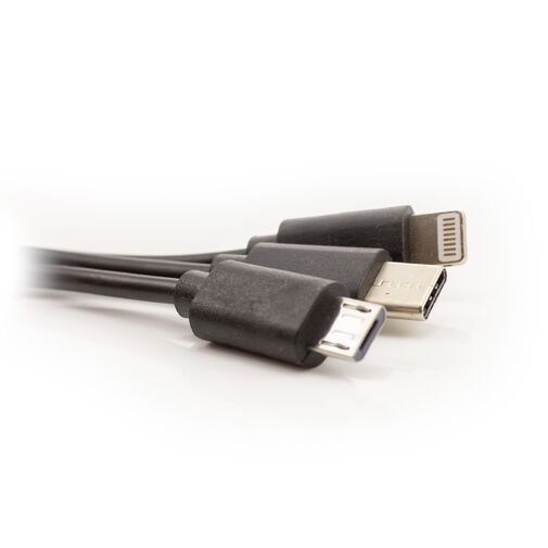 55051 • Univerzális telefontöltő, microUSB + Type-C + iPhone csatlakozással + USB 1A