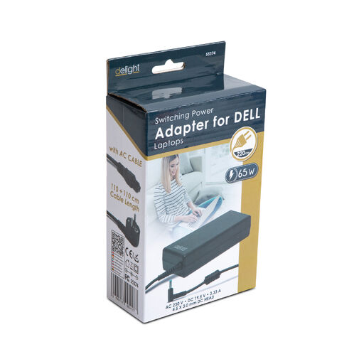 55374 • Laptopadapter - Dell - 65W - 19.5V - 3.33A - 4,5 x 12,22 mm / 3 x 10 mm