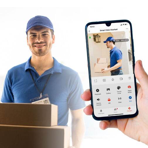 55385BK • Smart videó kaputelefon szett - Wi-Fi-s, akkumulátoros - HD - fekete