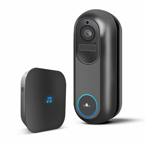 55387BK • Smart Wi-Fi-s videó kaputelefon - akkumulátoros, 12V - MicroSD, FHD, PIR - fekete