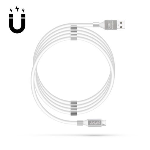 55446M-WH • Mágneses adatkábel - MicroUSB - 2A - fehér