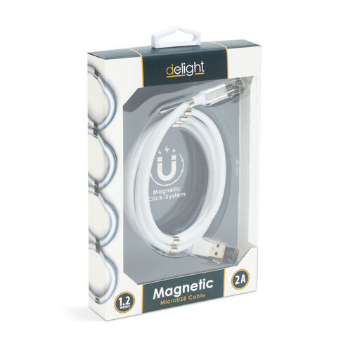 55446M-WH • Mágneses adatkábel - MicroUSB - 2A - fehér