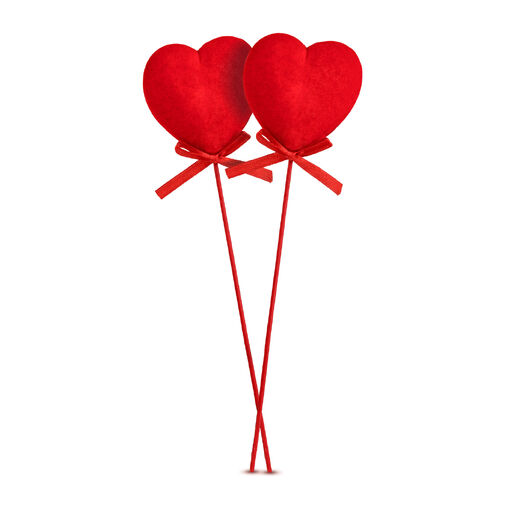 56098 • Leszúrható szív szett - piros plüss, habszivacs - 28 cm - 2 db / csomag