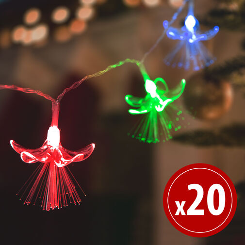 56518 • LED fényfüzér - virágos - 20 LED - 2,85 méter - színes - 2 x AA