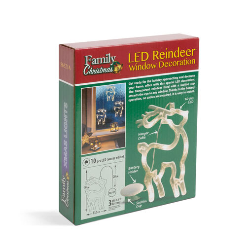 56521A • LED-es ablakdekor - rénszarvas - 19 x 13,5 cm - melegfehér - 3 x AAA