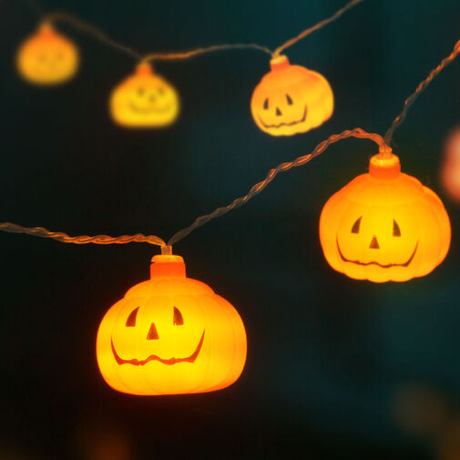 56528B • Halloween-i LED-es fényfüzér - tök - 12 LED - 2 x AA - 1,65 m