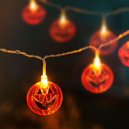 56533A • Halloween-i LED-es fényfüzér - tök - 10 LED - 2 x AA - 1,35 m