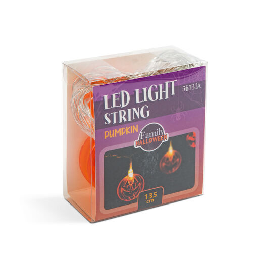 56533A • Halloween-i LED-es fényfüzér - tök - 10 LED - 2 x AA - 1,35 m