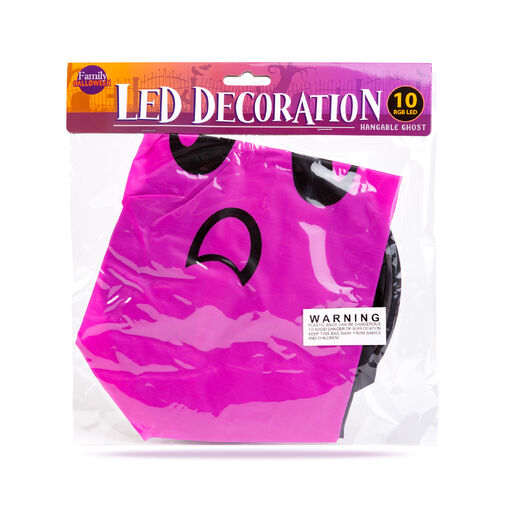 56569D • Halloween-i LED dekor - szellem - liila - 10 színes LED - akasztható - 2 x 2032 - 75 x 35 cm