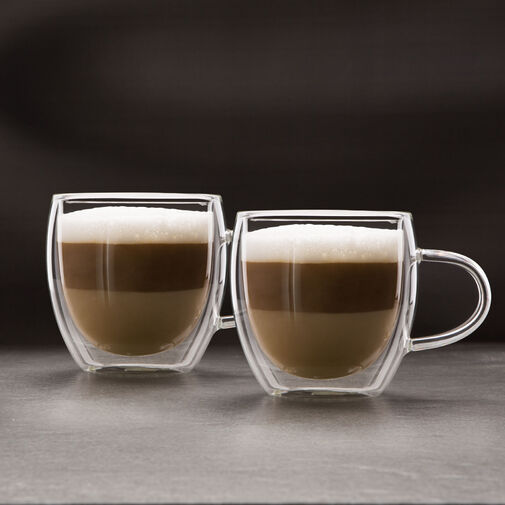 57176B • Duplafalú cappuccino üveg csésze - 250 ml - 2 db / csomag
