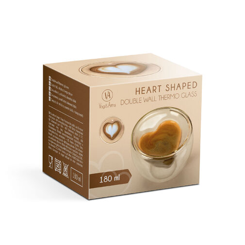 57176K • Duplafalú üvegpohár - szív formával - 180 ml