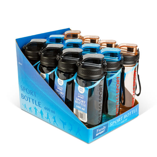 57211 • Sport kulacs - műanyag, átlátszó - 600 ml - 3 színben