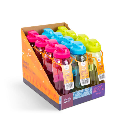 57213 • Sport kulacs - műanyag, átlátszó - 750 ml - 3 színben