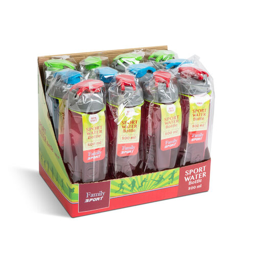 57215 • Sport kulacs - műanyag, átlátszó - 800 ml - 3 színben