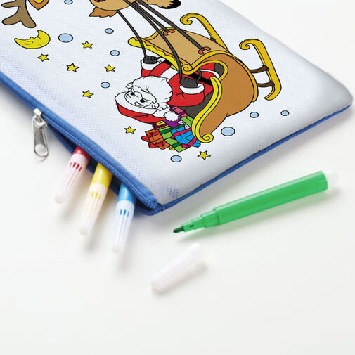 57319B • Színezhető tolltartó - 4 filccel - 21 x 12 cm - 2 féle