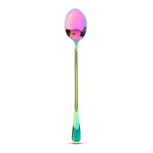 57579 • Rozsdamentes acél kávéskanál / latte macchiato kanál - szivárványos - 195 x 32 mm - 2 db / csomag