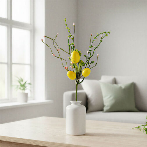 57926B • Húsvéti tojásfa ág - sárga - 28 x 16 cm