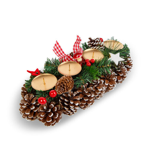 58008 • Adventi dekoráció - gyertyatartóval - 35 x 15 cm