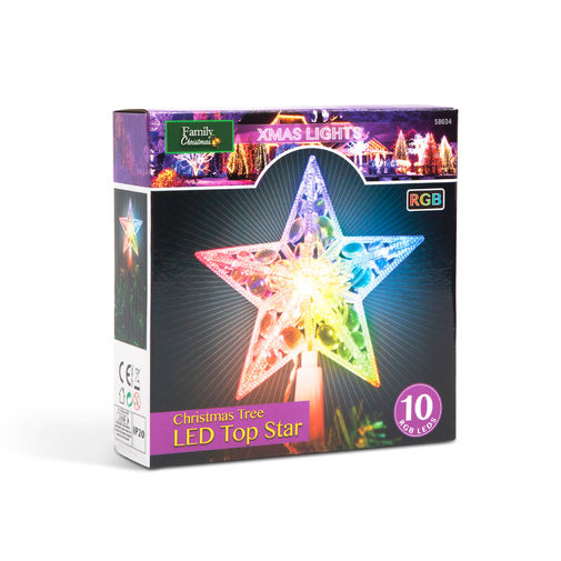 58034 • Karácsonyi LED-es csillag csúcsdísz - 10 LED - 15 cm - RGB - 2 x AA
