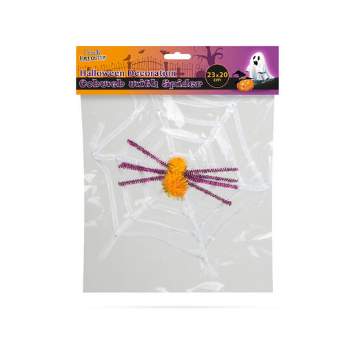 58101 • Pókháló pókkal - halloween-i dekoráció - fehér