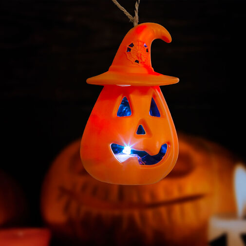 58116 • Halloween-i LED lámpa - felakasztható - narancs / fekete - elemes