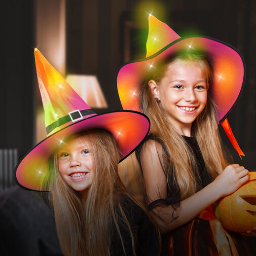 58151 • Halloween-i LED-es boszorkány kalap - színes, poliészter - 38 cm
