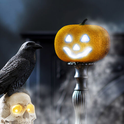 58162C • Halloween-i RGB LED dekor - habszivacs tök - narancssárga - 11 cm