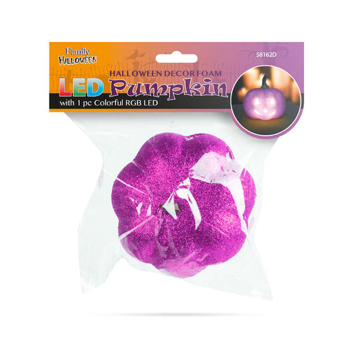 58162D • Halloween-i RGB LED dekor - habszivacs tök - lila - 11 cm
