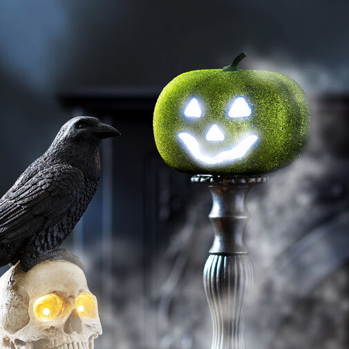 58162E • Halloween-i RGB LED dekor - habszivacs tök - zöld - 11 cm