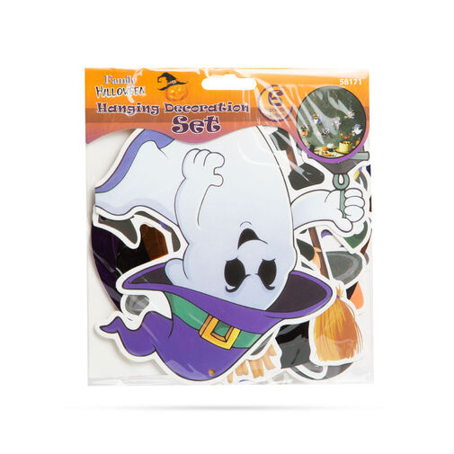 58171 • Halloween-i dekoráció szett - 6 féle motívum - csillogó spriál akasztóval