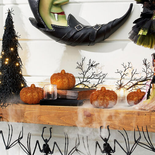 58188 • Halloween-i tök dekoráció - 5,2 cm - habszivacs - glitteres - 4 db / csomag