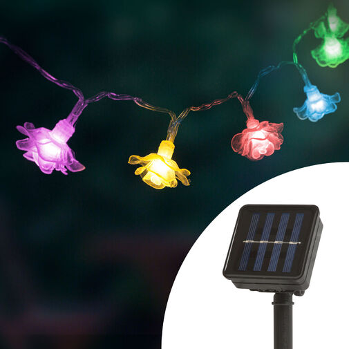 58218B • LED szolár fényfüzér - virág - 2,3 m - 20 LED - színes