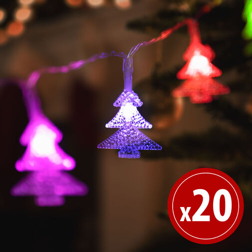 58223B • LED fényfüzér - színes fenyőfa - 20 LED - 2,3 méter - 3 x AA