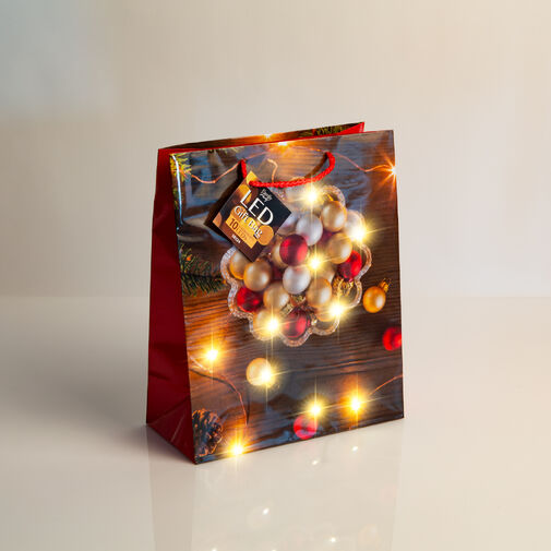 58324 • Ajándéktasak - 10 melegfehér LED, papír - 265 x 127 x 330 mm - 2 féle / csomag - 12 db / csomag