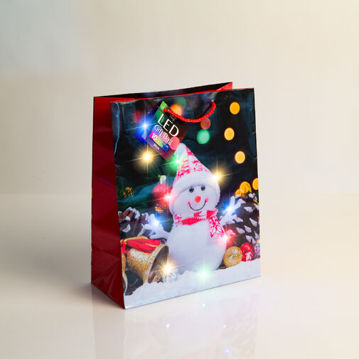 58326 • Ajándéktasak - 10 színes LED, papír - 265 x 127 x 330 mm - 4 féle / csomag - 12 db / csomag
