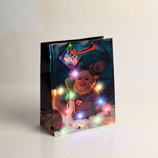 58326 • Ajándéktasak - 10 színes LED, papír - 265 x 127 x 330 mm - 4 féle / csomag - 12 db / csomag