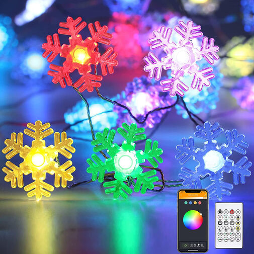58381A • Smart fényfüzér - hópehely - USB - 20 db RGBIC LED - 2 m - bluetooth