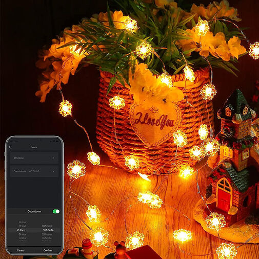 58381A • Smart fényfüzér - hópehely - USB - 20 db RGBIC LED - 2 m - bluetooth