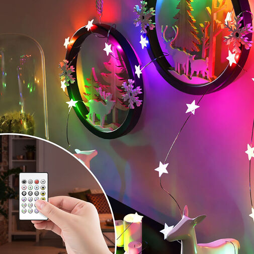 58381B • Smart fényfüzér - csillag - USB - 20 db RGBIC LED - 2 m - bluetooth